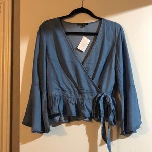 Light denim wrap shirt